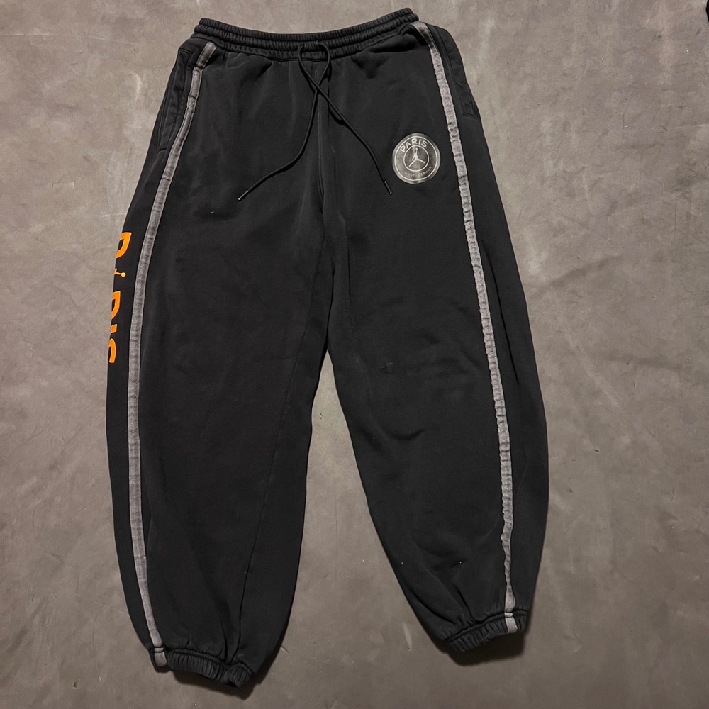 Air Jordan Paris Saint Germain‎ PSG Fleece Sweatpants Black Orange Logo Men's M